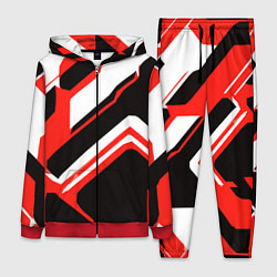 Женский костюм Бело-красные линии на чёрном фоне