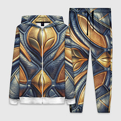 Женский костюм Объемная позолоченная текстурная кожа