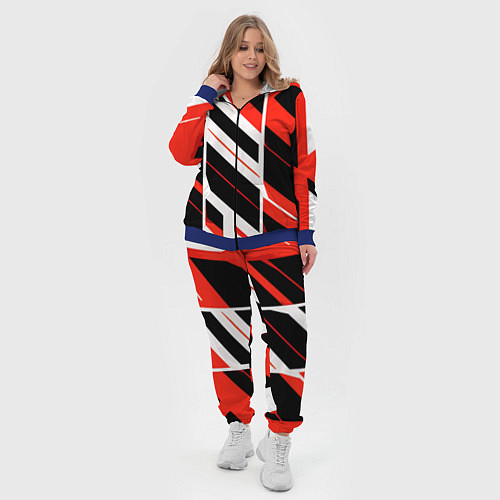 Женский костюм Black and red stripes on a white background / 3D-Синий – фото 4
