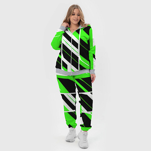 Женский костюм Black and green stripes on a white background / 3D-Меланж – фото 4