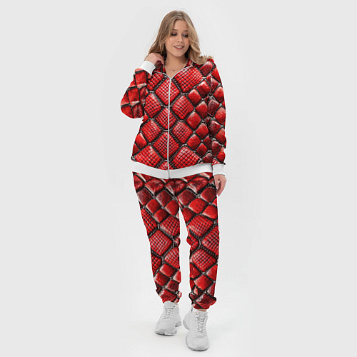 Женский костюм Змеиная объемная текстурная красная кожа / 3D-Белый – фото 4