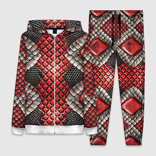 Женский костюм Змеиная объемная текстурная красная шкура / 3D-Белый – фото 1