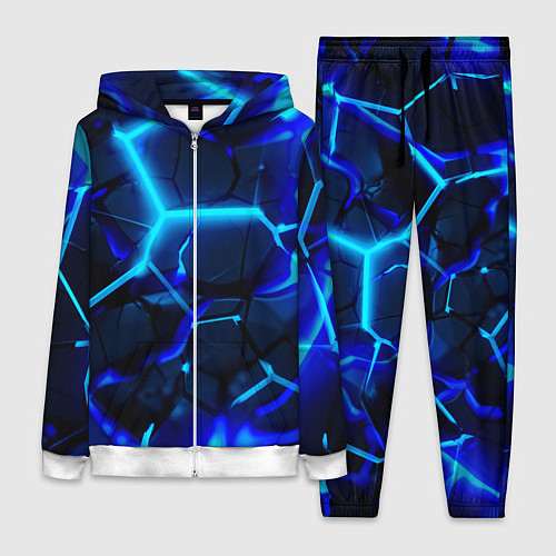 Женский костюм Яркие голубые неоновые плиты в разломе / 3D-Белый – фото 1