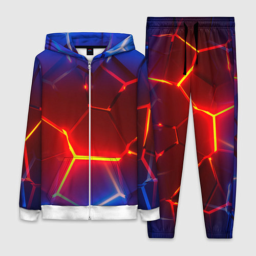 Женский костюм Светящиеся лавой неоновые плиты в разломе / 3D-Белый – фото 1