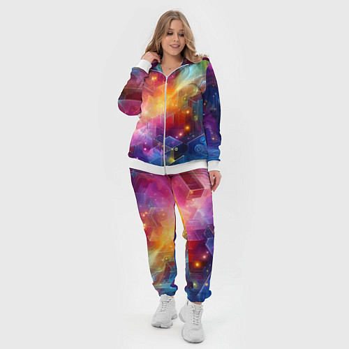 Женский костюм Геометрический неоновый космос - нейросеть / 3D-Белый – фото 4
