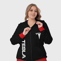 Женский 3D-костюм Tesla logo white, цвет: 3D-красный — фото 2