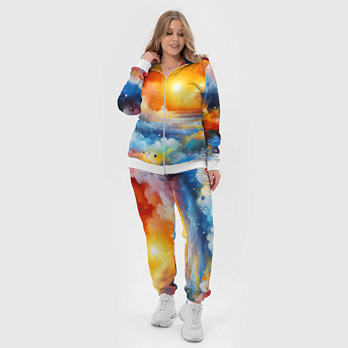 Женский костюм Закат солнца - разноцветные облака / 3D-Белый – фото 4