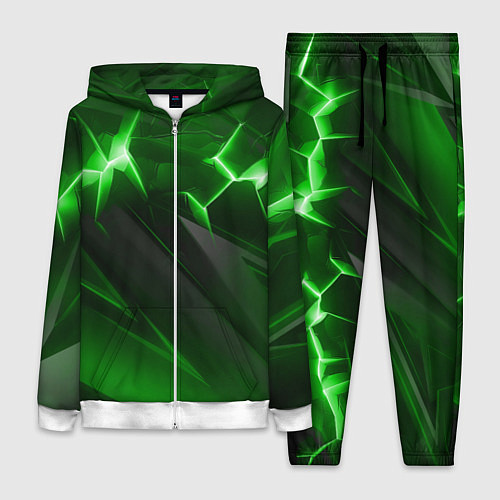 Женский костюм Яркая зеленая объемная абстракция / 3D-Белый – фото 1