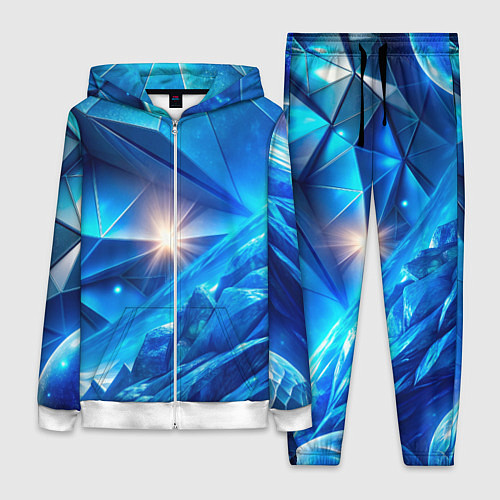 Женский костюм Синяя объемная абстракция со вспышкой / 3D-Белый – фото 1