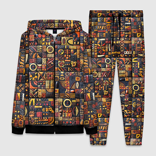 Женский костюм Африканский орнамент резьба по дереву / 3D-Черный – фото 1