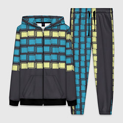 Женский костюм Голубые и мятные квадраты на темном