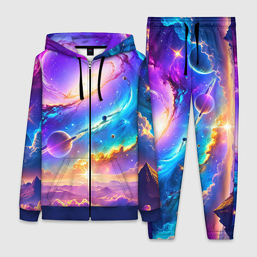 Женский костюм Космос в неоновых тонах / 3D-Синий – фото 1