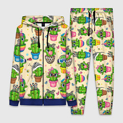 Женский 3D-костюм Мультяшные кактусы, цвет: 3D-синий