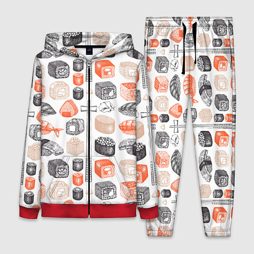 Женский костюм Орнамент суши паттерн / 3D-Красный – фото 1