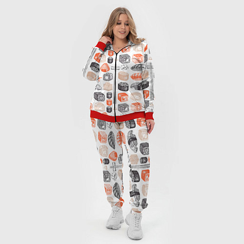 Женский костюм Орнамент суши паттерн / 3D-Красный – фото 4