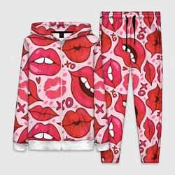 Женский 3D-костюм Губы ХО паттерн, цвет: 3D-белый