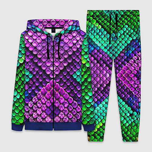 Женский костюм Фиолетовая текстурная кожа змеи / 3D-Синий – фото 1