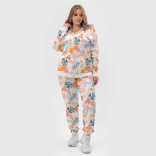 Женский костюм Паттерн узор листьев / 3D-Белый – фото 4