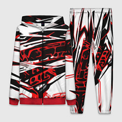 Женский костюм Красно-чёрная агрессивная абстракция на белом фоне
