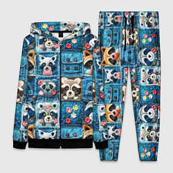 Женский 3D-костюм Пэчворк с энотами, цвет: 3D-черный