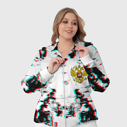 Женский 3D-костюм Герб РФ глитч краски, цвет: 3D-белый — фото 2