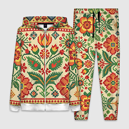 Женский костюм Славянский узор и орнамент / 3D-Белый – фото 1