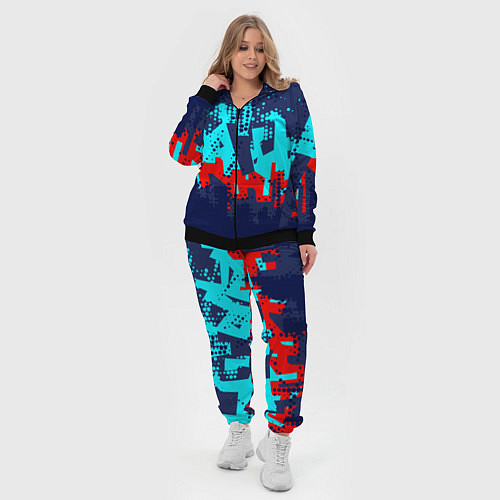 Женский костюм Красно-синяя абстракция / 3D-Черный – фото 4