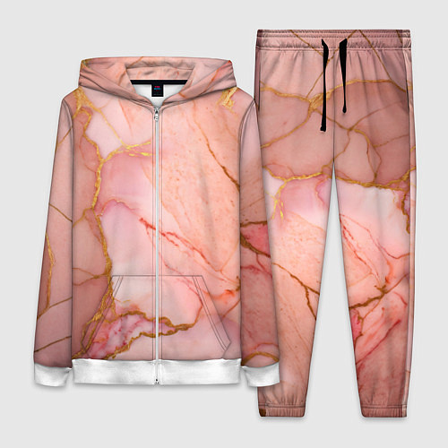 Женский костюм Текстура розового мрамора с золотом / 3D-Белый – фото 1