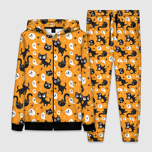 Женский костюм Паттерн с черными кошками / 3D-Черный – фото 1