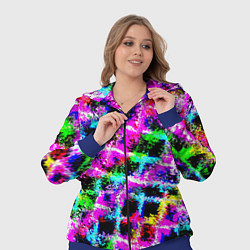 Женский 3D-костюм Абстрактная решетка - переплетение цветов, цвет: 3D-синий — фото 2