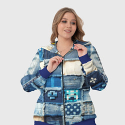Женский 3D-костюм Пэчворк из Minecraft, цвет: 3D-синий — фото 2