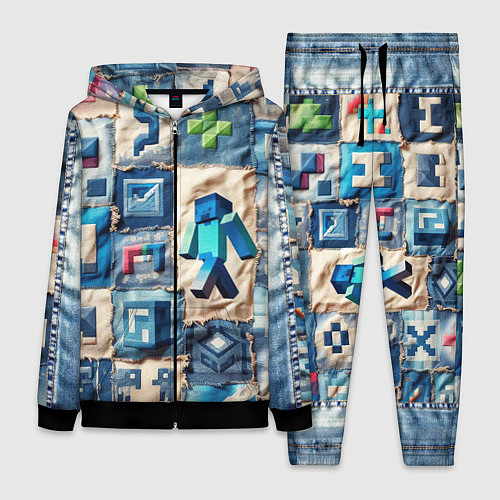 Женский костюм Minecraft шагает на пэчворк / 3D-Черный – фото 1