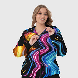 Женский 3D-костюм Неоновые полосы - нейроарт, цвет: 3D-черный — фото 2