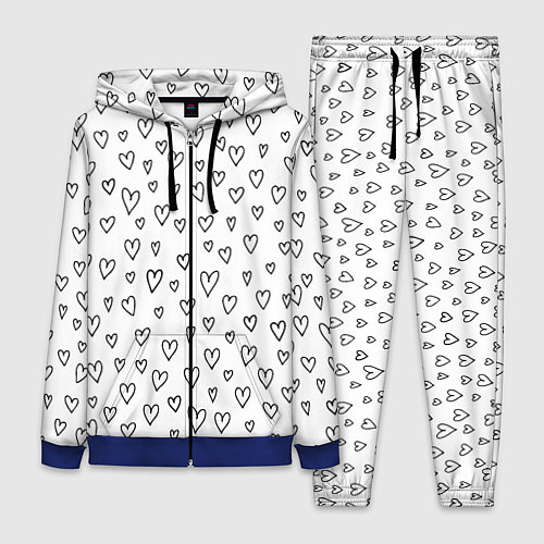 Женский костюм Черные сердечки / 3D-Синий – фото 1