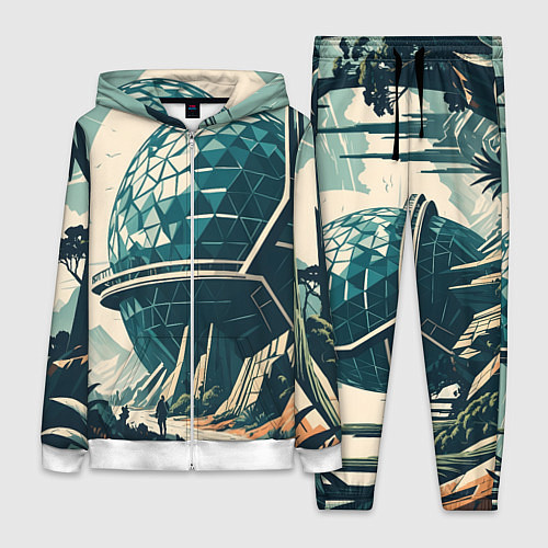 Женский костюм Фантастика круглое здание / 3D-Белый – фото 1