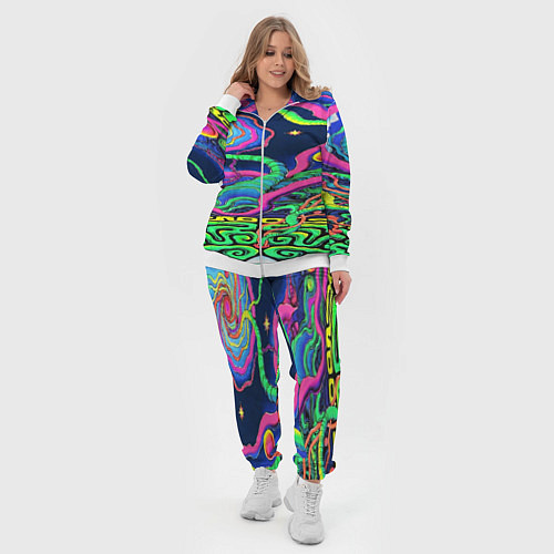 Женский костюм Оптические волны психоделика / 3D-Белый – фото 4