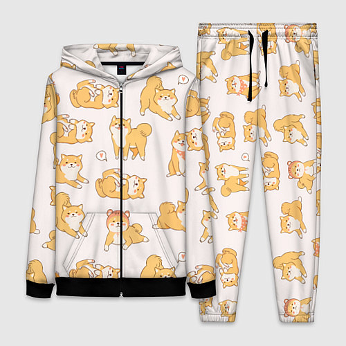 Женский костюм Паттерн сиба ину / 3D-Черный – фото 1