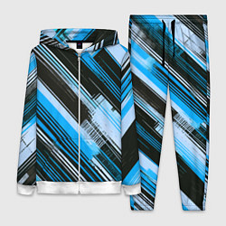 Женский костюм Синие диагональные полосы на чёрном фоне