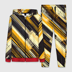 Женский костюм Жёлтые диагональные полосы на чёрном фоне