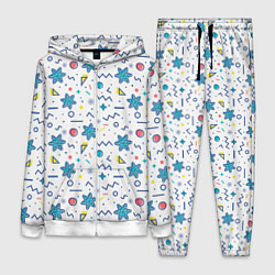 Женский 3D-костюм Зимний паттерн со снежинками и геометрическими фиг, цвет: 3D-белый