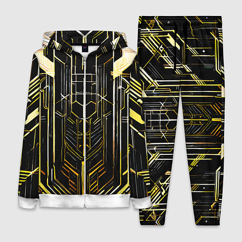 Женский костюм Gold lines on a black background / 3D-Белый – фото 1