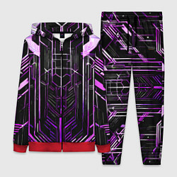 Женский 3D-костюм Purple lines on a black background, цвет: 3D-красный