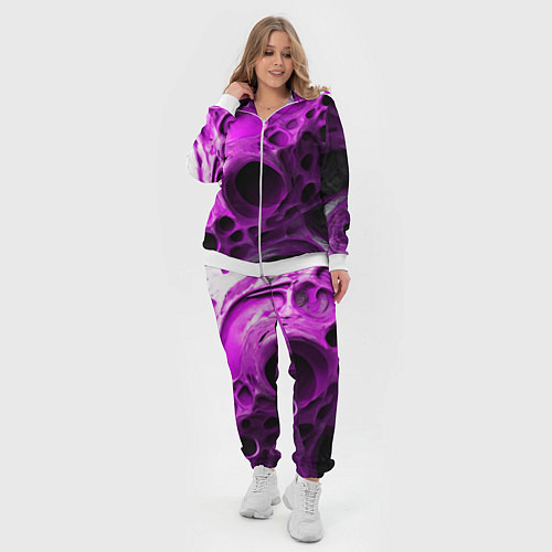 Женский костюм Фиолетово-белая абстрактная структура / 3D-Белый – фото 4