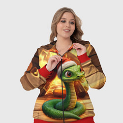 Женский 3D-костюм Зеленая новогодняя змея 2025 года, цвет: 3D-красный — фото 2