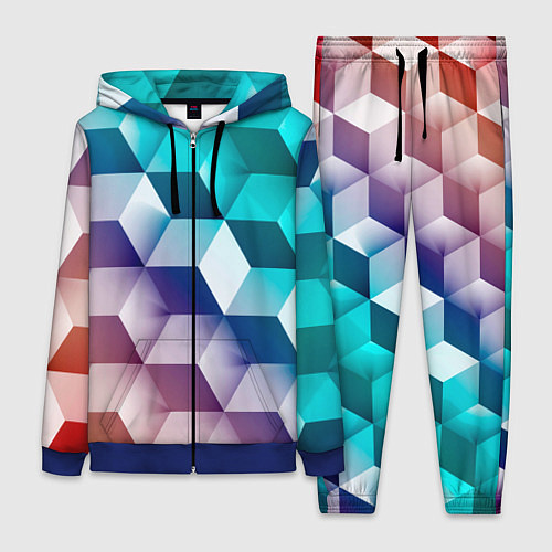 Женский костюм Объёмные разноцветные градиентные кубы / 3D-Синий – фото 1