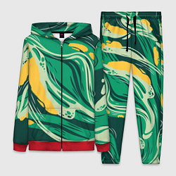 Женский 3D-костюм Абстрактные полосы в зелёных тонах, цвет: 3D-красный