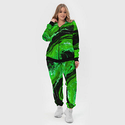 Женский 3D-костюм Зелёные брызги на чёрном фоне, цвет: 3D-черный — фото 2