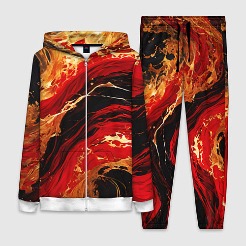 Женский костюм Красно-золотые брызги на чёрном фоне / 3D-Белый – фото 1