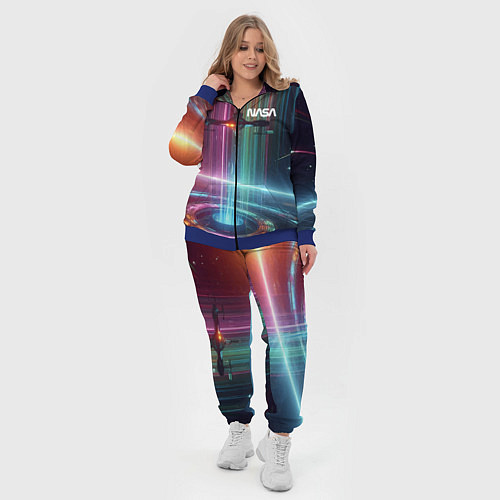 Женский костюм Spaceship in the neon cosmos - nasa / 3D-Синий – фото 4