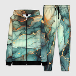 Женский костюм Бирюзовый узор с оранжевыми вставками